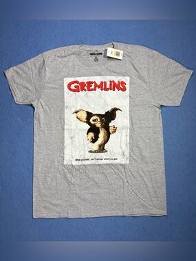 Gremlins Gizmo Movie Poster Heather Gray Size XL Graphic T-Shirt
